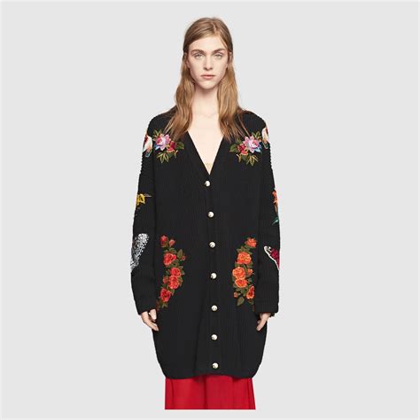 gucci cardigan paperino|gucci embroidered oversized cardigan.